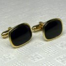 Vintage Men's cufflinks gold tone black stone classic style Vintage Men's cufflinks gold tone black stone classic style