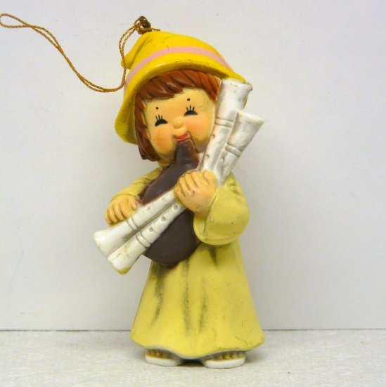 Vintage Bradford Novelty Christmas Ornament Girl Playing Bagpipes 1980s