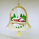 Vintage Gloria Duchin Goldtone Christmas Ornament Bell with Painted Scene 1986 Vintage Gloria Duchin Goldtone Christmas Ornament Bell with Painted Scene 1986