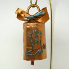 Cowboy boot Christmas ornament Southwestern style bell rustic copper colored Cowboy boot Christmas ornament Southwestern style bell rustic copper colored