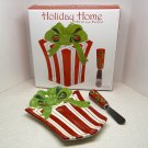 Fitz and Floyd Christmas Holiday Snack Plate and Spreader That's a Wrap red and green