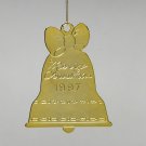 Gloria Duchin Goldtone Christmas ornament bell Merry Christmas 1997