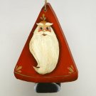 Vtg ornament hand painted Santa face long beard tree triangle wooden Vtg ornament hand painted Santa face long beard tree triangle wooden