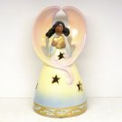 Angel Figurine African American holding a heart pastels porcelain 6-1/2 inches tall