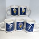 Lot of 5 Morton Salt cups mugs assorted umbrella girl