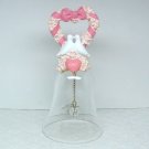 Avon crystal bell 1992 valentine heart doves pink flowers
