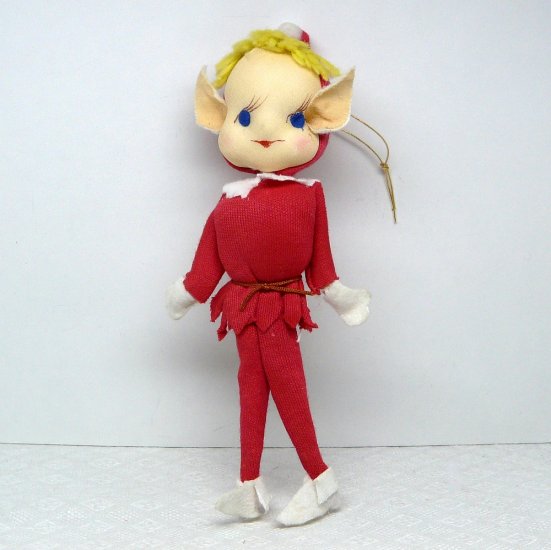 Vintage Pixie Elf girl Christmas Ornament