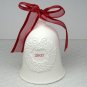 Hallmark Porcelain Dated Bell 2007 white wreath red ribbon boxed