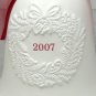Hallmark Porcelain Dated Bell 2007 white wreath red ribbon boxed