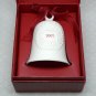 Hallmark Porcelain Dated Bell 2007 white wreath red ribbon boxed