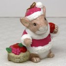 Vintage Christmas ornament Current Inc bisque porcelain mouse with apples