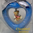 Enesco Cherished Teddies Christmas ornament Hillman bear with doll in a blue heart frame 282324 1996 Enesco Cherished Teddies Christmas ornament Hillman bear with doll in a blue heart frame 282324 1996