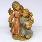 Vintage angel figurine 2 angels made in Italy numbered 54 lantern lute singing Vintage angel figurine 2 angels made in Italy numbered 54 lantern lute singing