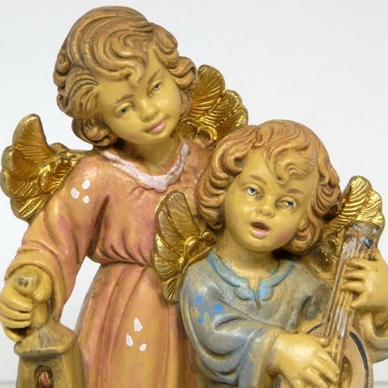 Vintage angel figurine 2 angels made in Italy numbered 54 lantern lute ...