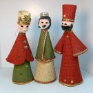 Vintage 3 Kings Christmas Ornaments made in Japan burlap fabric cardboard 1960s Vintage 3 Kings Christmas Ornaments made in Japan burlap fabric cardboard 1960s