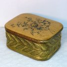 Vintage Borghese cast plaster lidded box floral flowers gilded red label