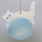 Sakonnet Pottery Christmas ornament cat with yarn Rhode Island box