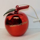 Christmas ornament blown glass red apple Merry Christmas box