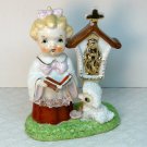 Vintage spaghetti figurine choir girl dog shrine Blessed Virgin Mary made in Japan porcelain Vintage spaghetti figurine choir girl dog shrine Blessed Virgin Mary made in Japan porcelain