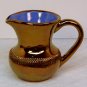 Vintage small pitcher copper luster glaze blue interior Creigiau Wales