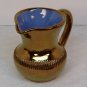 Vintage small pitcher copper luster glaze blue interior Creigiau Wales