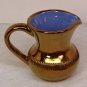 Vintage small pitcher copper luster glaze blue interior Creigiau Wales