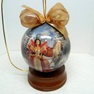 Holiday Barbie Christmas ornament 1997 Decoupage 4 inch plus stand