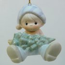 vtg Precious Moments mini Ornament Don't Let the Holidays Get You Down Enesco 1990