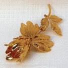 Vintage pin brooch fantasy tulip floral flower gold tone metal faux pearl Vintage pin brooch fantasy tulip floral flower gold tone metal faux pearl