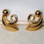 Vintage Costume Coro Earrings Gold tone Swirl Design Screw Back