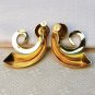 Vintage Costume Coro Earrings Gold tone Swirl Design Screw Back