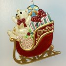 Fitz and Floyd Christmas ornament Teddy's Christmas ceramic bear sleigh Fitz and Floyd Christmas ornament Teddy's Christmas ceramic bear sleigh