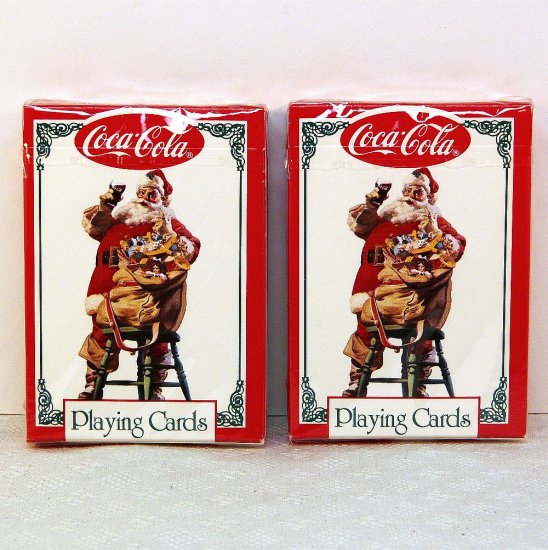 2 decks Coca Cola Santa Playing Cards Christmas 1994 new in wrapper