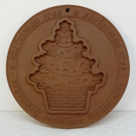 Gerald Henn Workshops cookie mold Christmas Tree 1993 red bisque