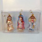 3 Nativity ornaments children in Christmas Pageant Collection 2001 blown glass