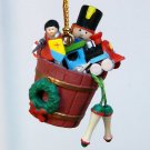 Vintage Enesco Christmas Ornament Small Wonders miniature 1989 toys in bucket