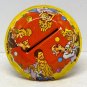 Vtg Tin Noisemaker Round Rattle plastic handle