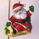 Vintage Christmas Ornament Santa on a sled Early Plastic or Celluloid Vintage Christmas Ornament Santa on a sled Early Plastic or Celluloid