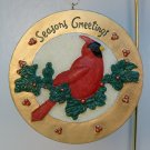 Vintage Christmas Ornament bird cardinal holly hand painted