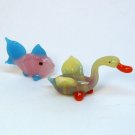 2 Vintage miniature blown glass figurines fish and duck 2 Vintage miniature blown glass figurines fish and duck