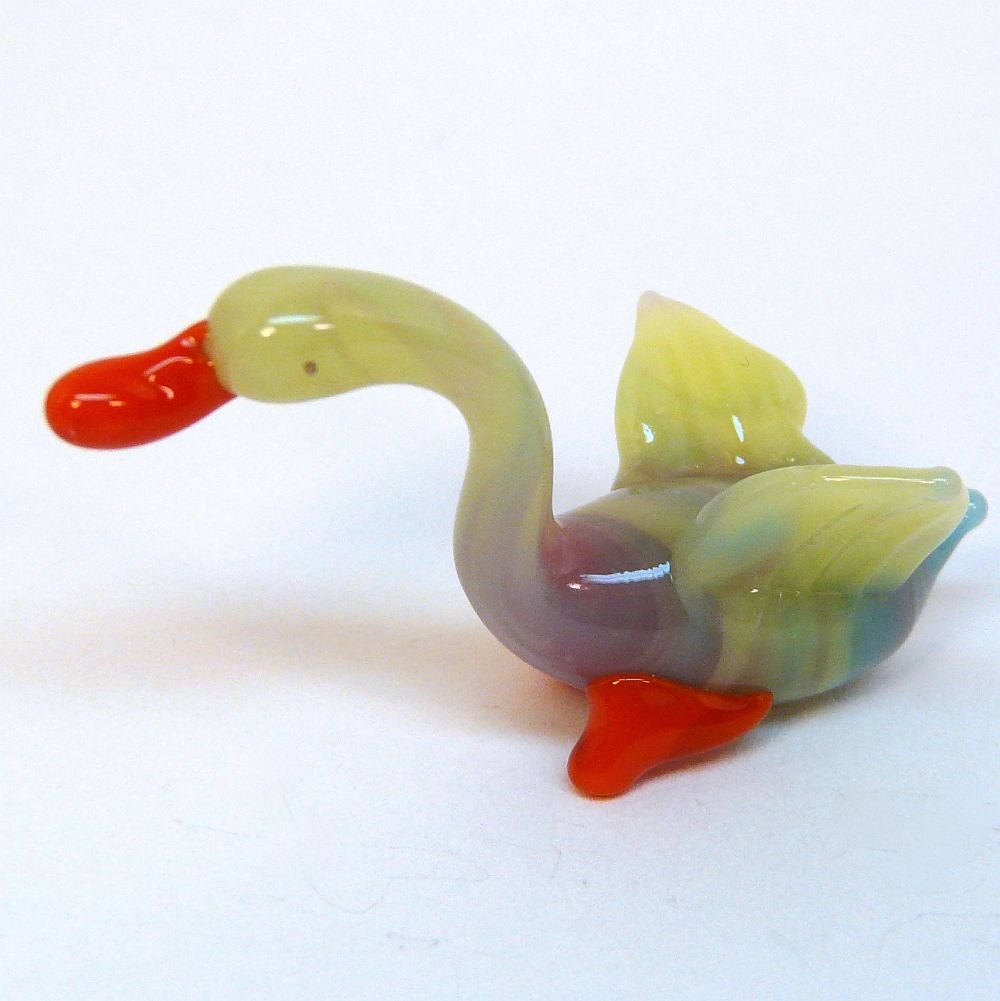 2 Vintage miniature blown glass figurines fish and duck