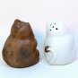 Cat and fish Siamese bicolor salt and pepper bisque porcelain