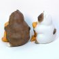 Cat and fish Siamese bicolor salt and pepper bisque porcelain