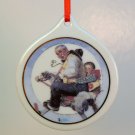 Christmas ornament Norman Rockwell Gramps at the Reins porcelain disk J C Penney 1997