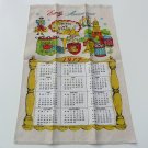 Vtg linen tea towel calendar 1977 Early Americana theme