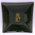 vtg Hush Puppies Casuals smoked glass dish square Basset Hound advertising