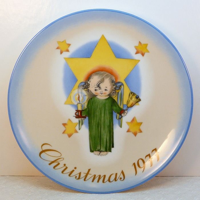 Vtg Hummel Schmid 1977 Christmas Plate angel box