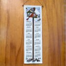 Vtg linen calendar towel 1969 birds at feeder with hanger RDB