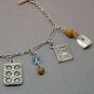 Vintage charm bracelet cooking theme silvertone with beads and crystals