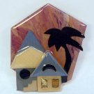 vintage House Pin by Lucinda Mid Century Modern abstract with palm tree contemporary Maine